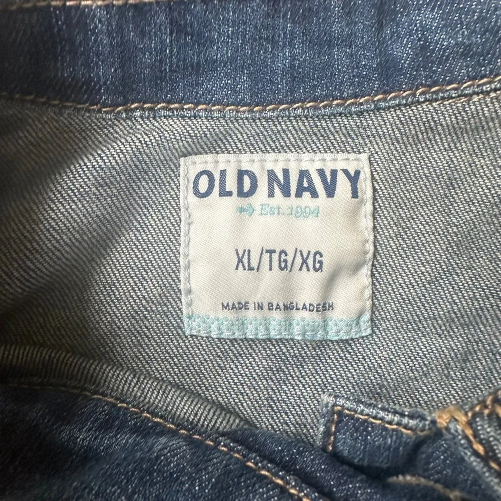 Old Navy Denim Jacket Women XL Blues Cropped Medium Wash Button Up NWT - Picture 4 of 5